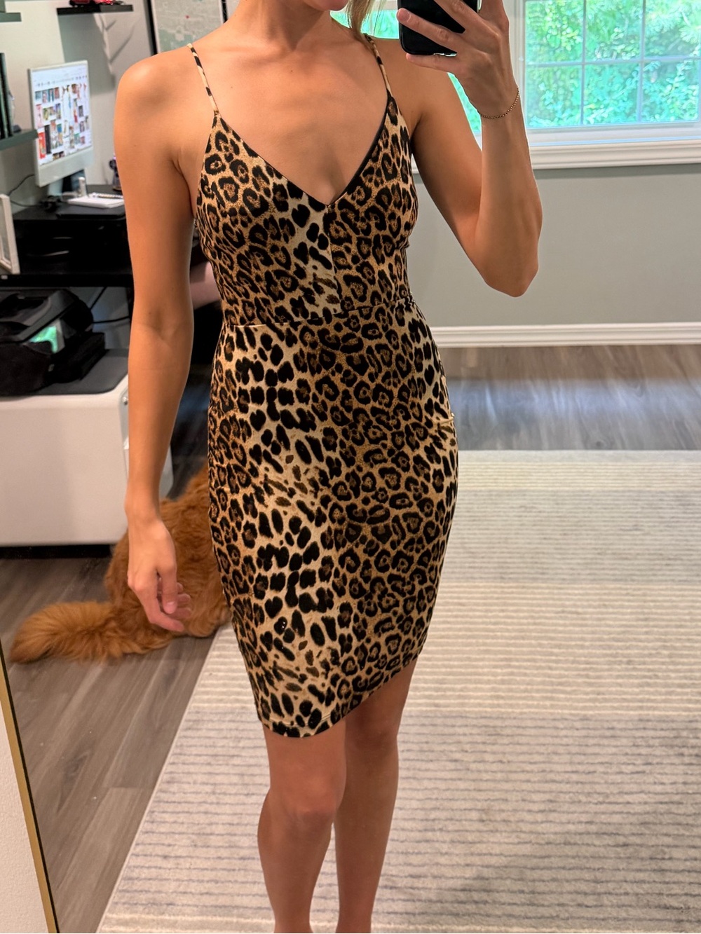 Windsor Leopard Print Mini Slip Dress in Brown and Black